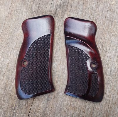 wood grips for CZ 75 Compact PCR P01 TR Maple Deep Red Checkered CZ